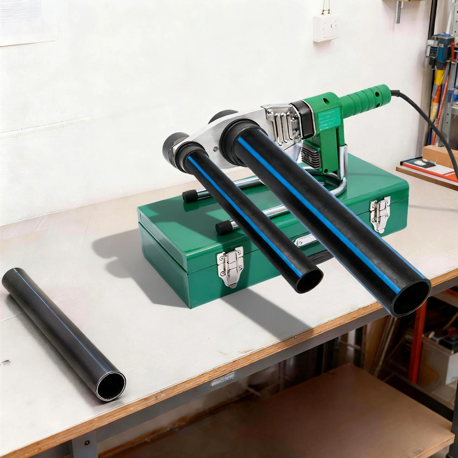 1600W Elektrische Rohrschweißmaschine 20-63mm Schweißköpfe Kunststoff-Heißschmelzschweißgerät mit Einstellbarer Temperatur für PPR PB PE PV Rohrverbindungen
