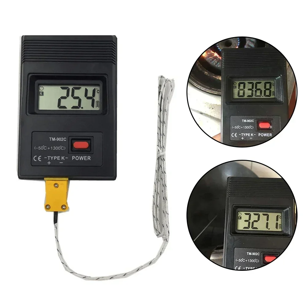 1PC TM-902C Portable K-Type LCD Digital Thermometer With Thermocouple Probe For Industrial Gas Liquid Semi-Solid Measurement