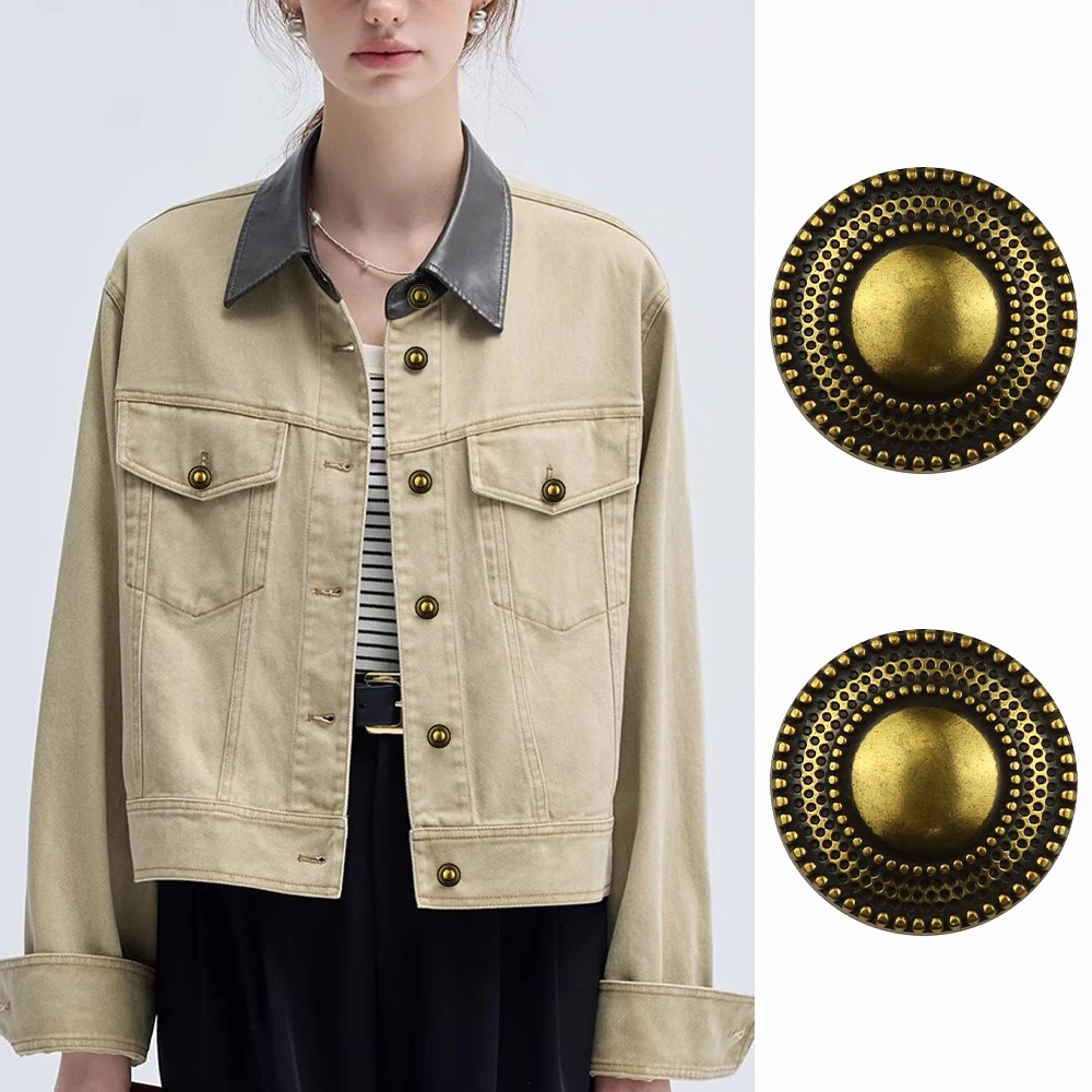 

10pcs Vintage Classic Round Metal Buttons for Sewing/Coats/Blazers, 18/23mm, Bronze, Minimalist Decorative Replacement Buttons