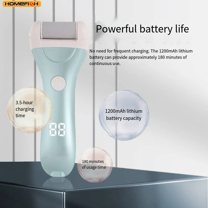 HOMEFISH Electric Pedicure Foot USB Rechargeable Power Display Grinding Exfoliator Replacement Heads For Heel Callus Remover image 3