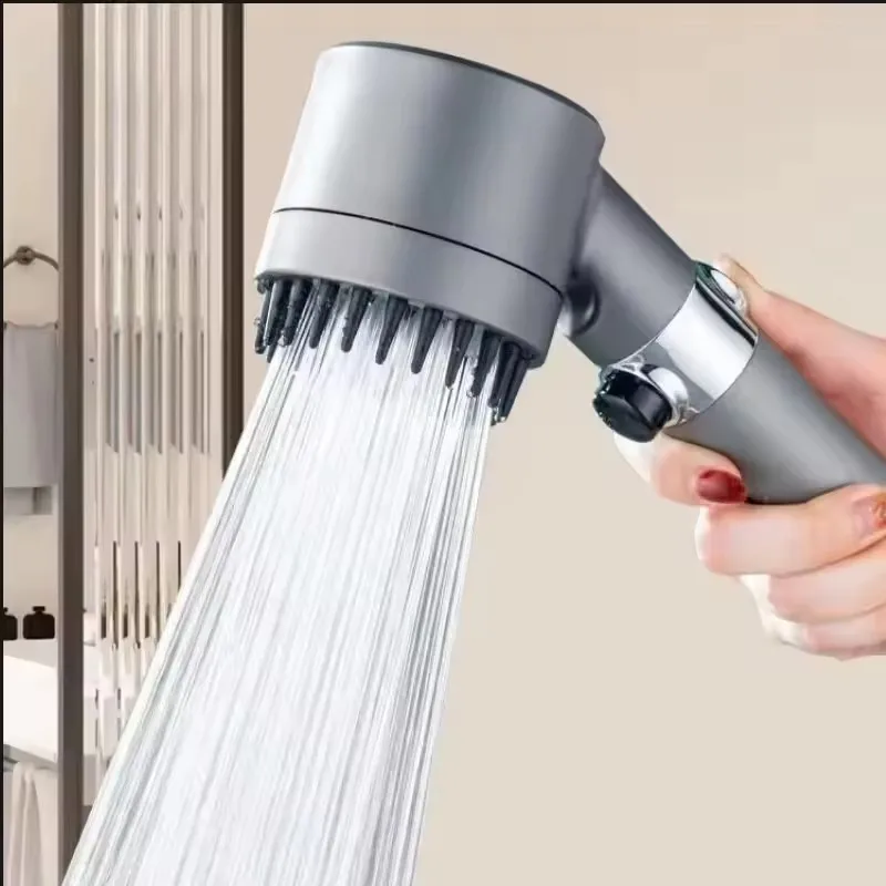 

High-pressure Shower Head 3-mode Adjustable Spray with Massage Brush Filter Rain Faucet Bathroom Accessories Showerhead Items