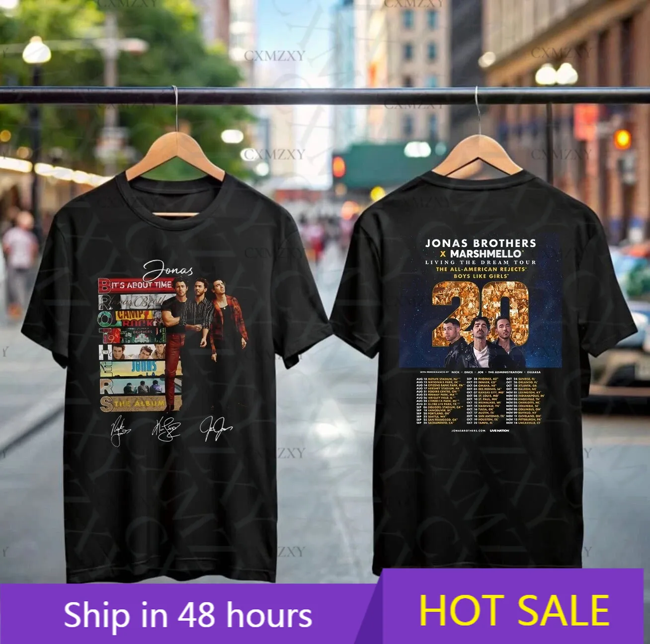 

20 Living the Dream Tour 2025 100% Cotton T-Shirt Gifts for Fans Jonas Brothers Marshmello