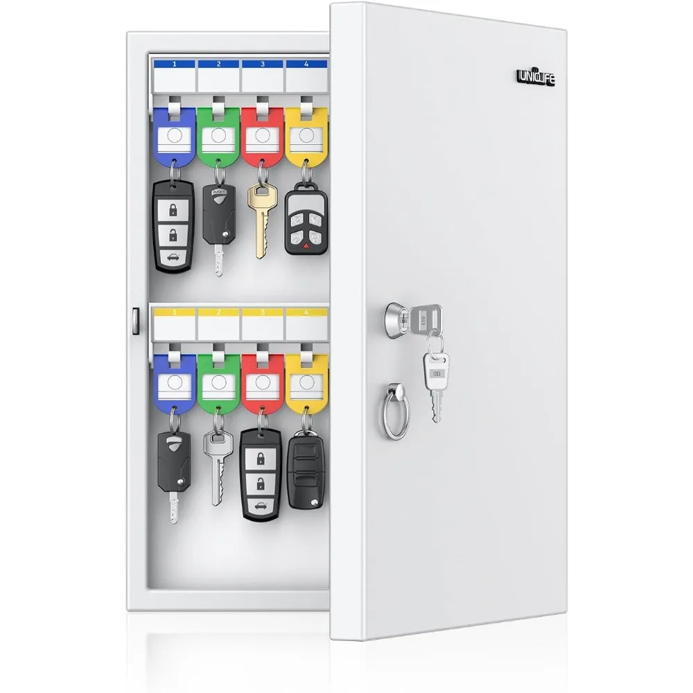 

32 Slot Wall Mounted Key Lock Box Organizer with Writable Racks and Tags for Office Hotel Company Car Security Storage