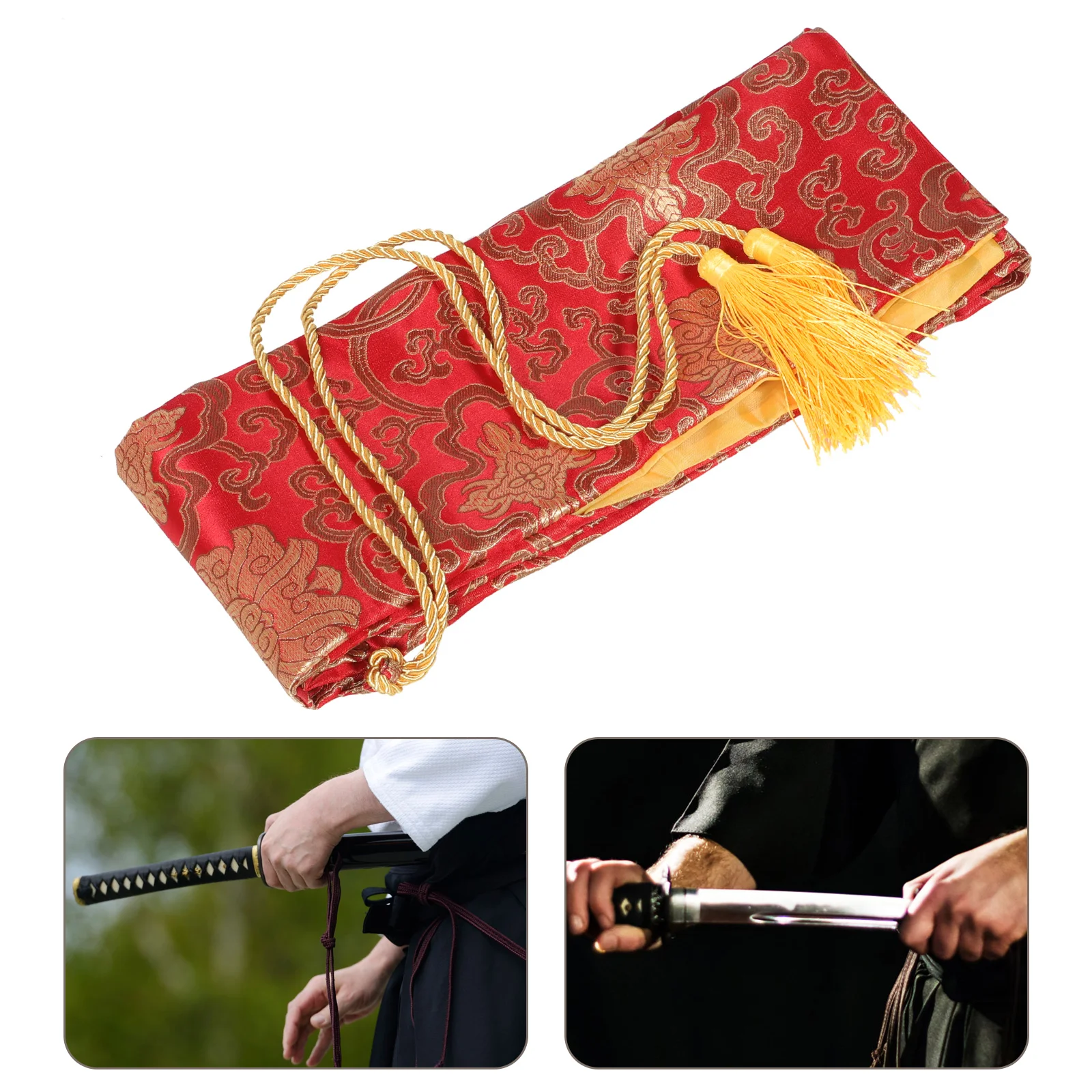 Sword Bag Silk Swords Japanese Carrying Katana Case Chinese Taichi Long Pouch Storage Holder Canvas Organizer Wakizashi Samurai