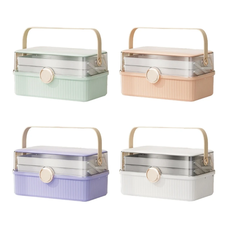 

Jewelry Storage Box with Buckle and Handle Portable Organization Holder for Children Kid Girl Necklace Collection