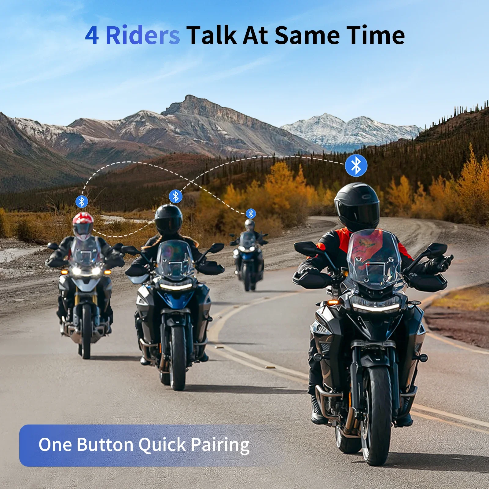 Fodsports FX8 AIR Bluetooth Helmet Headsets Motorcycle Intercom for 4 Riders Intercomunicador Moto BT5.0,Music Share,FM Radio