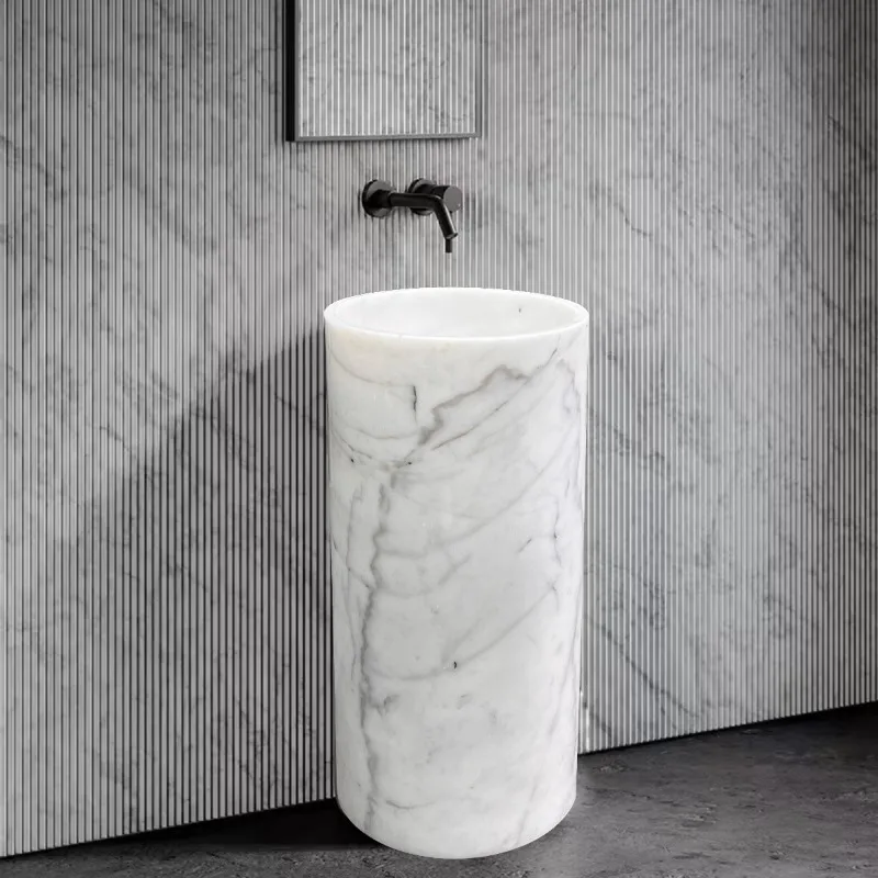 حوض عمود رمادي، حوض بسيط حديث، حوض عمودي شرفة أسطواني