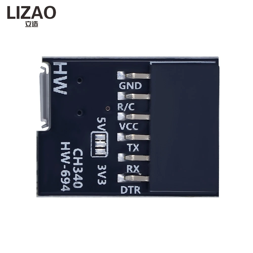 CH340G USB to TTL Serial Module, Micro Interface Converter 3.3V/5V for Arduino Download and Programming