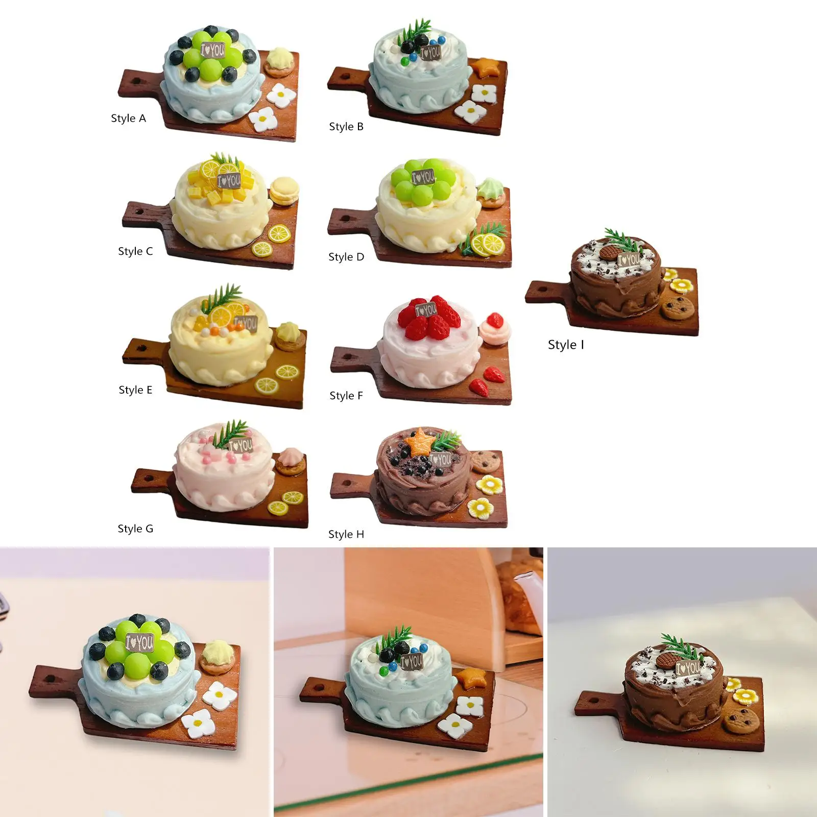 Boneca brinquedos de cozinha 3d miniatura 1:6 escala 1:12 acessórios de cena de padaria sobremesa fofa decoração de bolo de casa de bonecas