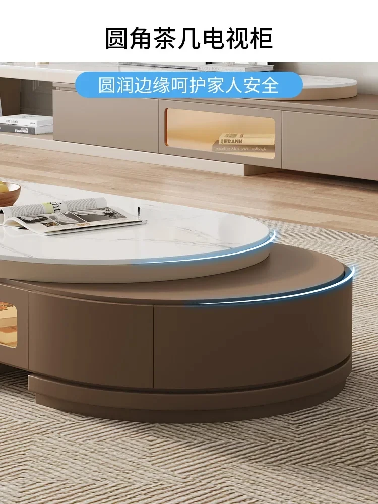 طاولة قهوة قابلة للسحب، خزانة تلفزيون، مزيج من الرياح الكريمية، غرفة المعيشة المنزلية، بلاطة صخرية