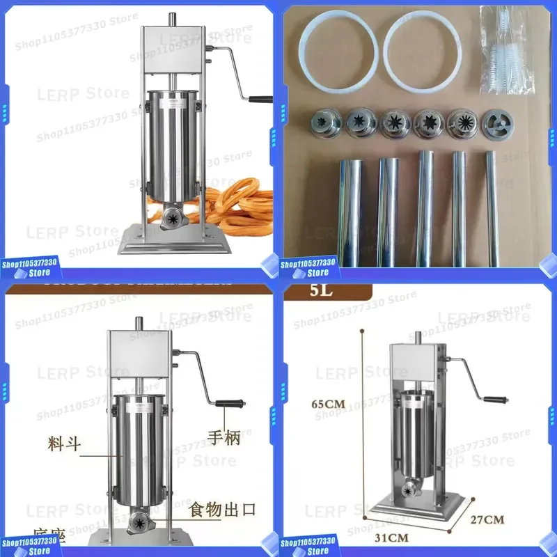 5L Commercial Churros Maker Machine Spanish Donut Fryer Snack Equipment for Food Truck Business Automatic Dough Extruder