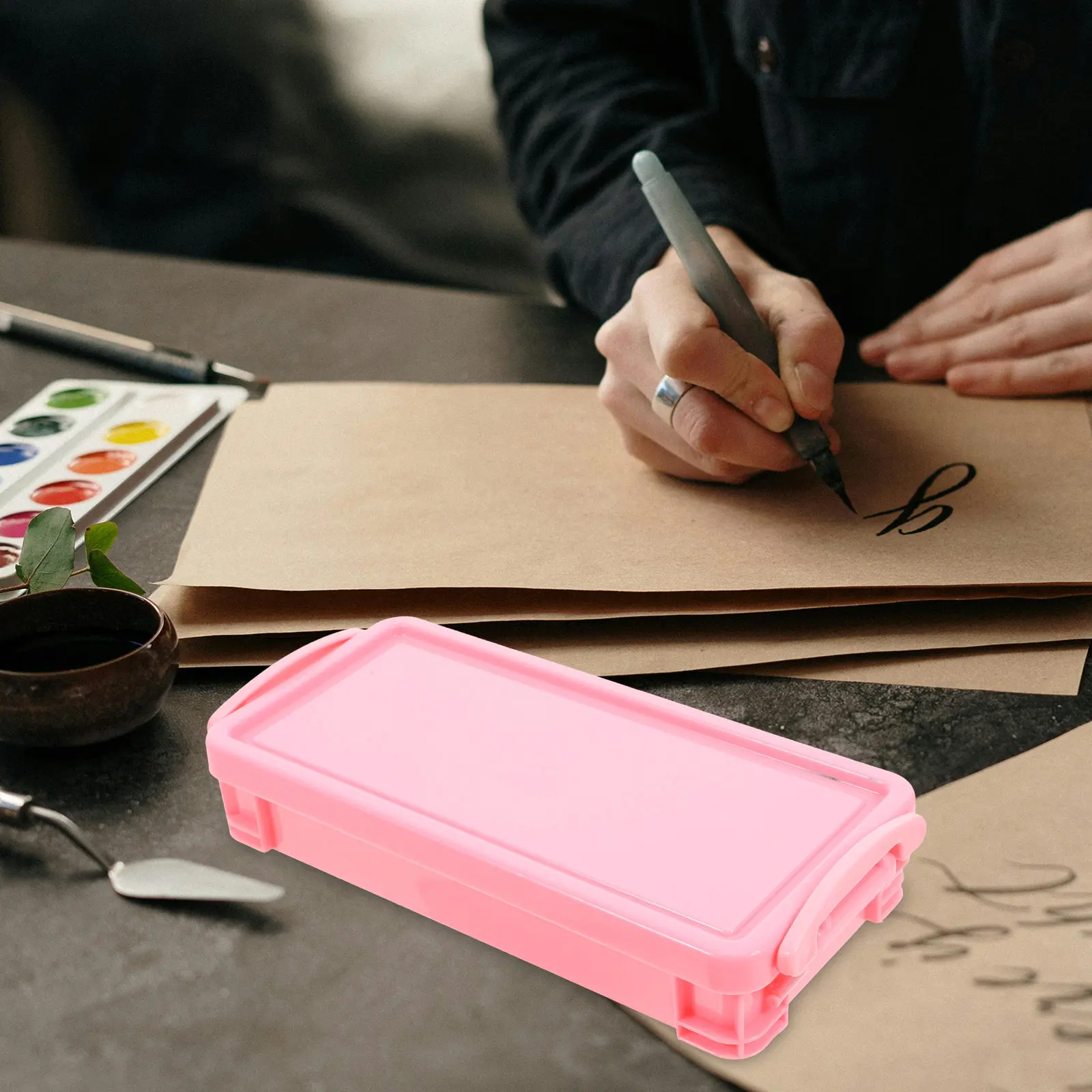 Plastic Stackable Pencil Box Hard Case Secure Lid Pencil Organizer for Desk Crayon Marker Storage Organizer Crayon Storage