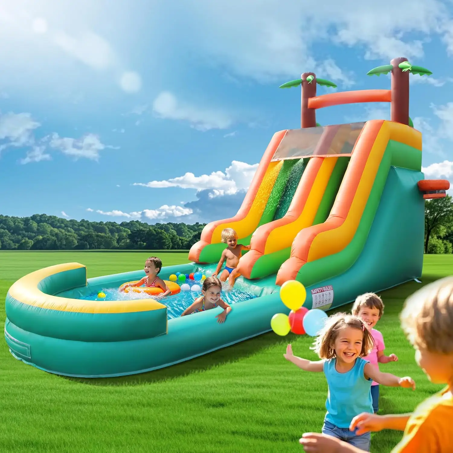 

6x3m Commercial Outdoor Kids Adults Party Waterslide Inflatable Pool Water Slide With Air Blower