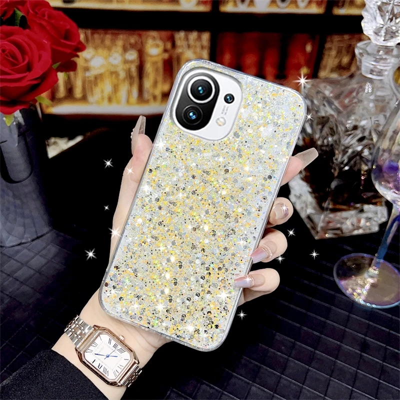 Mi11lite Luxury Glitter Silicone Case On For Xiaomi Mi 11 Lite 4g 5g 11t Mi11t Pro Shockproof Soft Back Cover Xiaomi11 Mi11 Lite