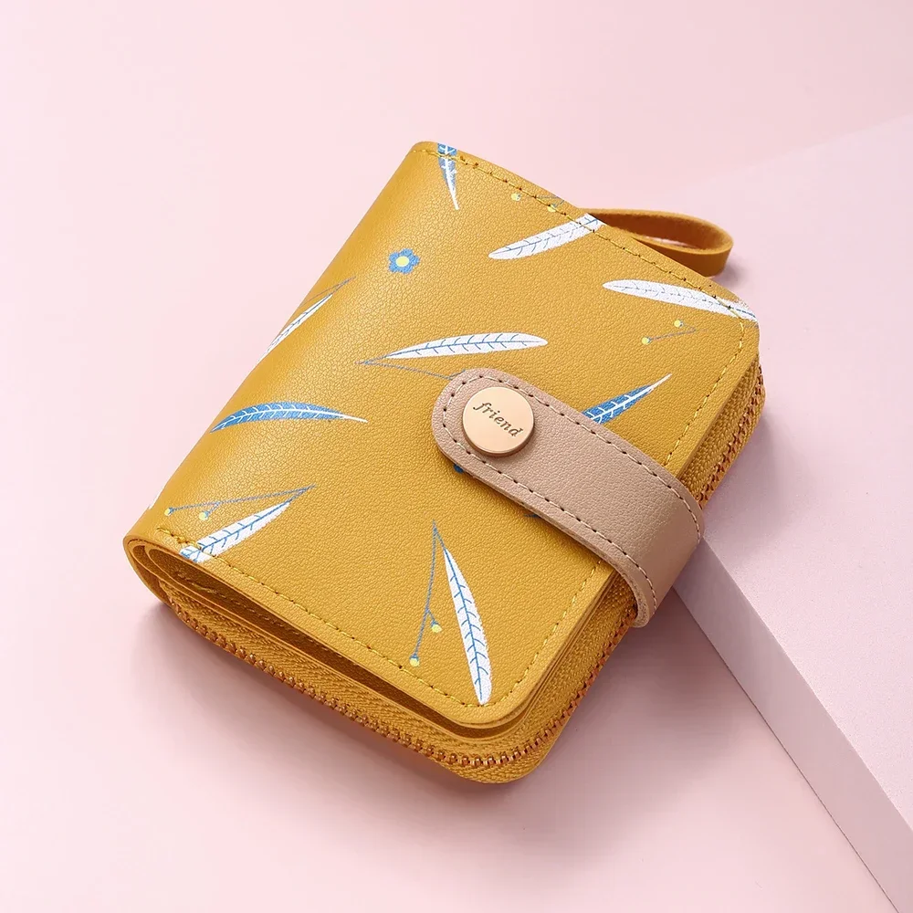 2023 New Women Cute Wallet Zipper Buckle Folding Girl Wallet Brand Designed Pu Leather Small Coin Purse Female Card Holder