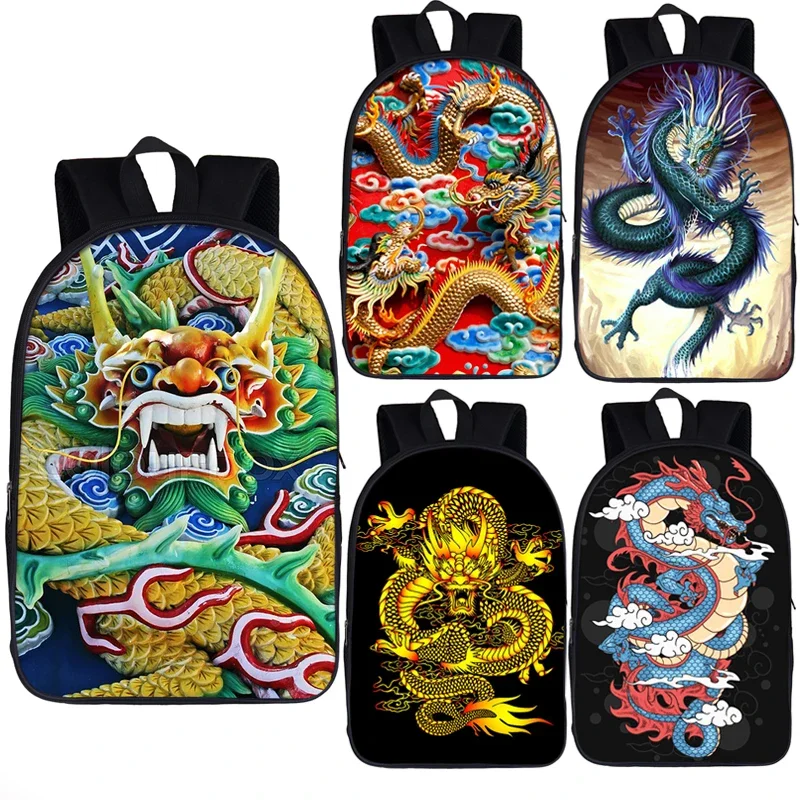 Mode chinesischen Drachen gedruckt Rucksack Frauen Männer Reise Aufbewahrung taschen Kinder Schult aschen Teenager Jungen Mädchen Laptop Rucksack