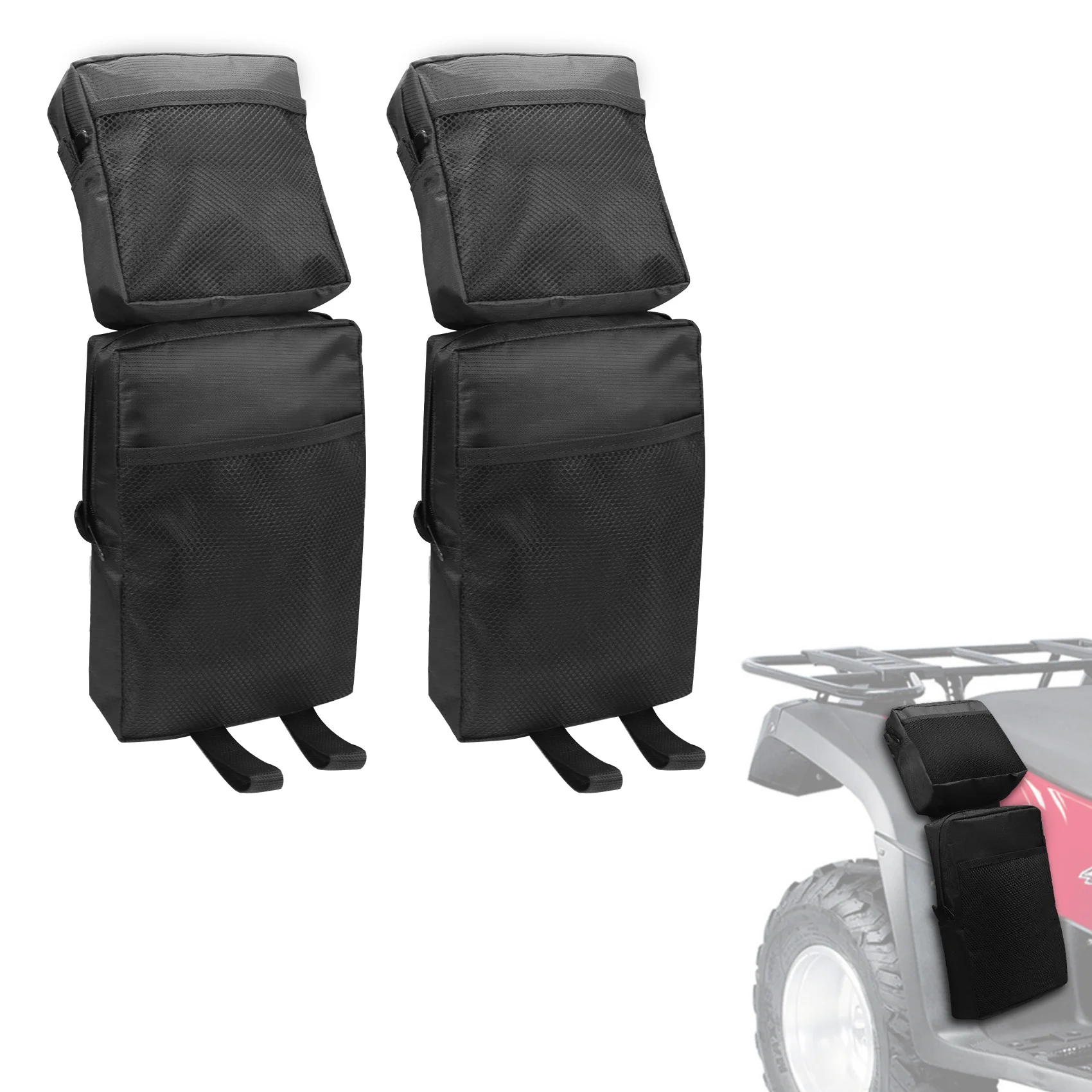 2-Pack Black Quad ATV 4-Wheeler Fender Cargo Storage Hunting Bags Saddle Bag