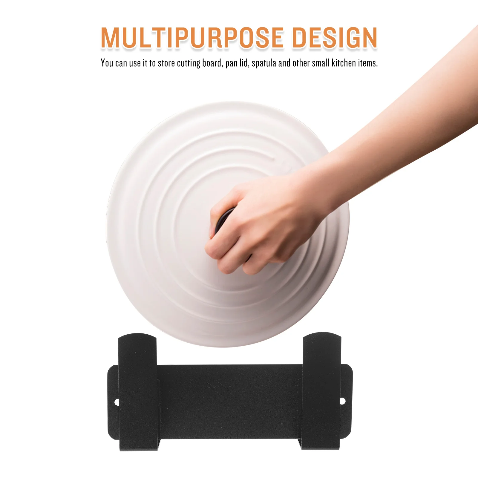 

Black Aviation Aluminum Cutting Board Rack Wall Mount Punch Free Pan Cover Storage Organizer for Kitchen Cutting Board Rack