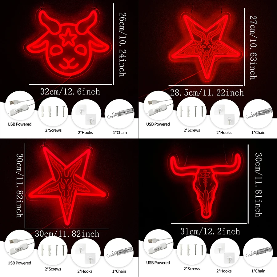 Sheep Neon Sign for Wall Decor,five-pointed star Cowboy Western Rodeo Bull Skull Neon Sign for wall decor Beer Bar Club Man Cave