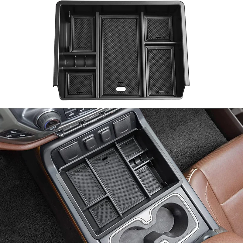 

Central Storage Armrest Box For Chevy Silverado/GMC Sierra 1500 2014-2018 and Silverado/Sierra 2500/3500HD 2015-2019 Accessories