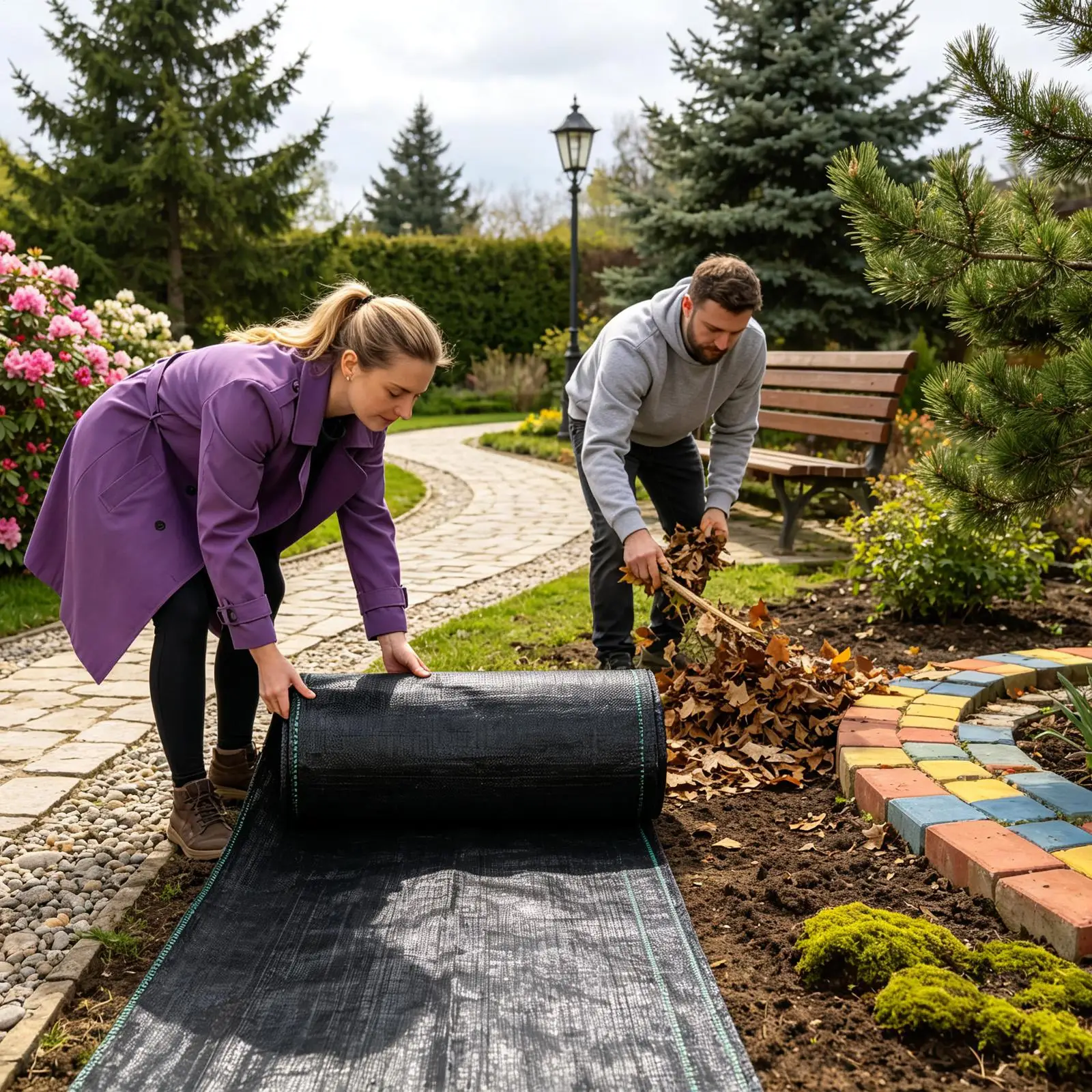 Landscaping Fabric With Pegs Heavy Duty Breathable Non-Woven Cover Yard Ground Fabric Grass Blocker For Pathway Backyard Farm