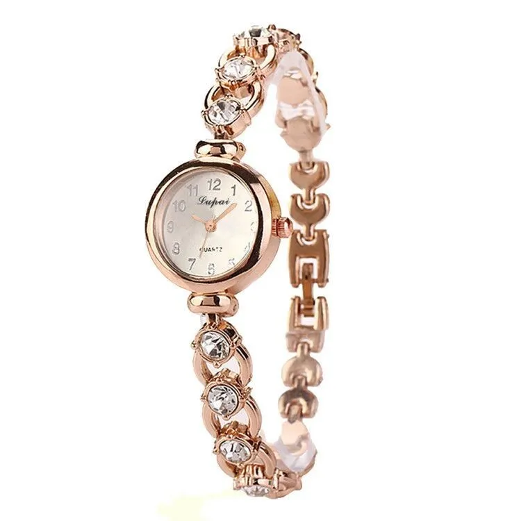 Reloj Digital de cuarzo para mujer, cronógrafo minimalista con esfera redonda, correa de acero con diamantes, femenino