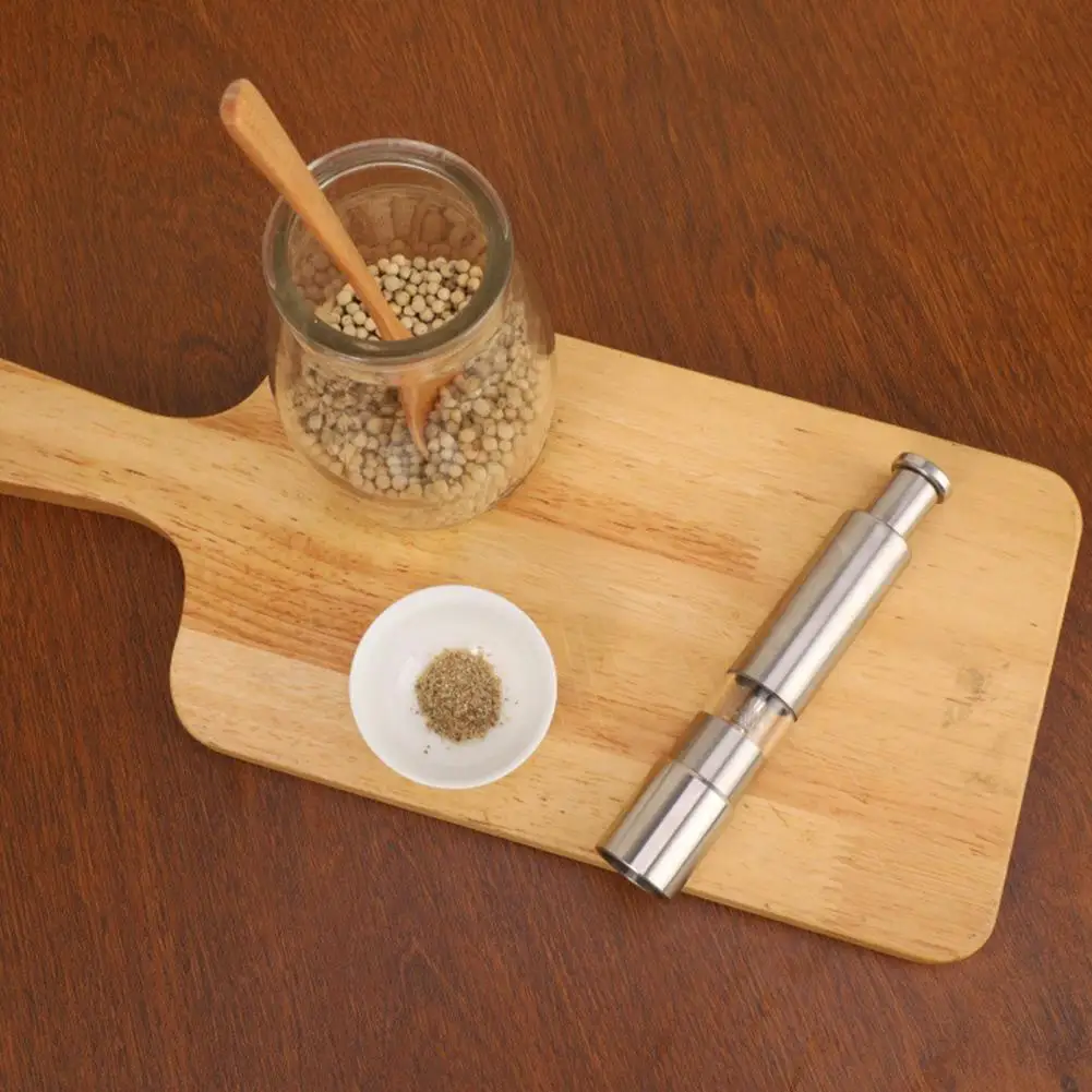 Efficient Grinding Rod Grinder Stainless Steel Salt Pepper Grinder Set Refillable Thumb Pump Spice Mill Modern Push Button Herb