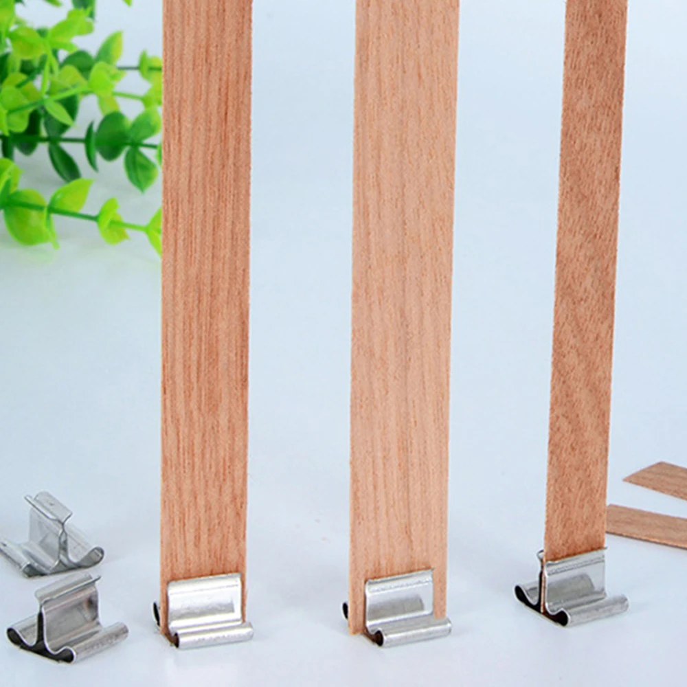 20-200pcs Wooden Candle Wick Set With Clip Base Smokeless Candle Wicks for DIY Paraffin Candle Jar Making Candle Making Supplies