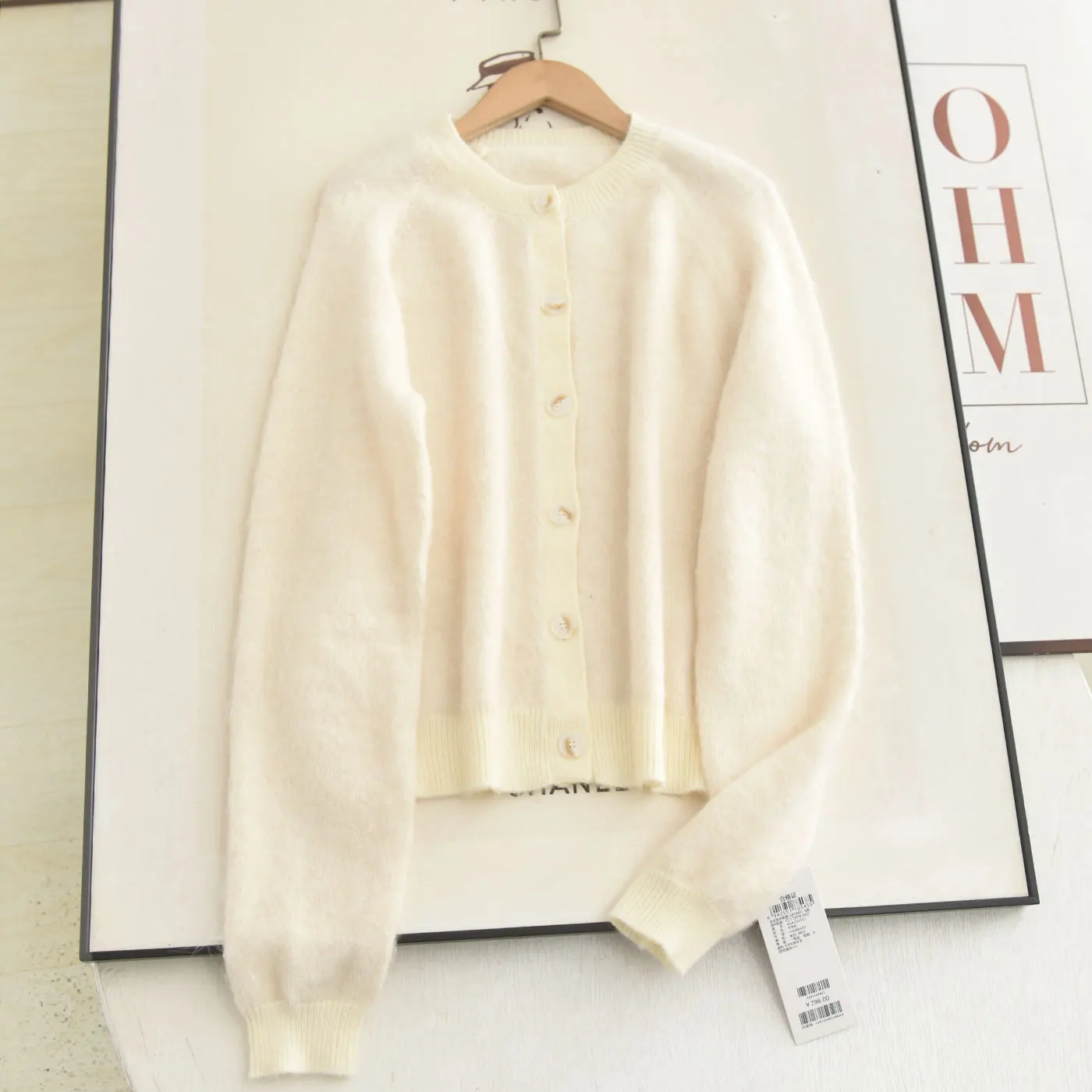 

McSystem шерстяной вязаный открытый кардиган круглый Ne на одной пуговице осень-зима простой тонкий белый длинный женский свитер свеч