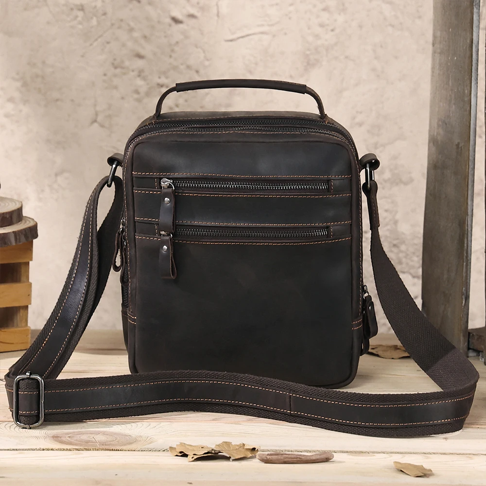 

Men's crossbody bag large capacity shoulder bag crazy horse retro men's bag