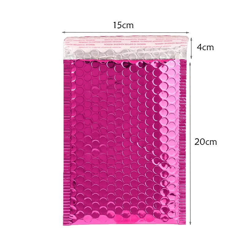 50pcs 15x20+4cm Rose Red Bubble Envelope Aluminum Foil Bags Bubble Mailer for Gift Packaging,Wedding Favor Bag,Mailing Envelopes