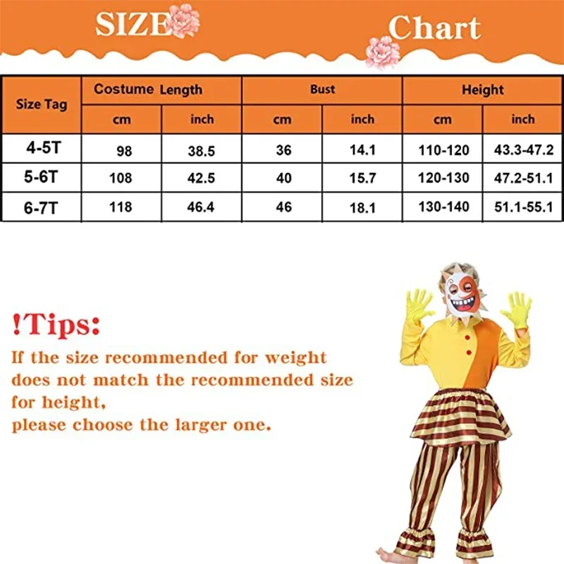 Coslan FNAF Sundrop Moondrop Costume Kids Sundrop Moondrop Costume Sun Moon Clown Cosplay Outfit Halloween Costume Child