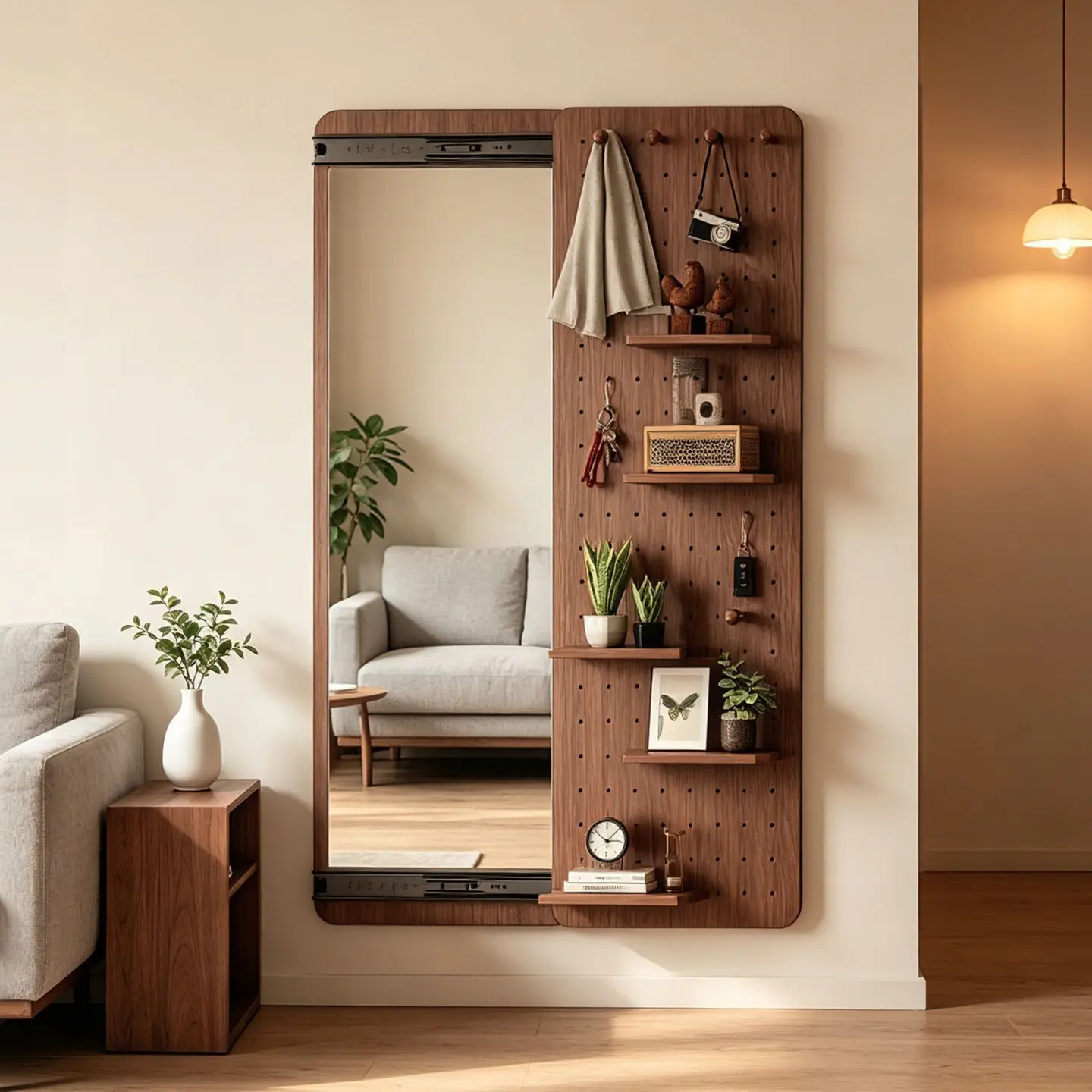 The new hole plate full-length mirror is integrated, invisible, push-pull-closed mirror hides the entrance entrance full-body