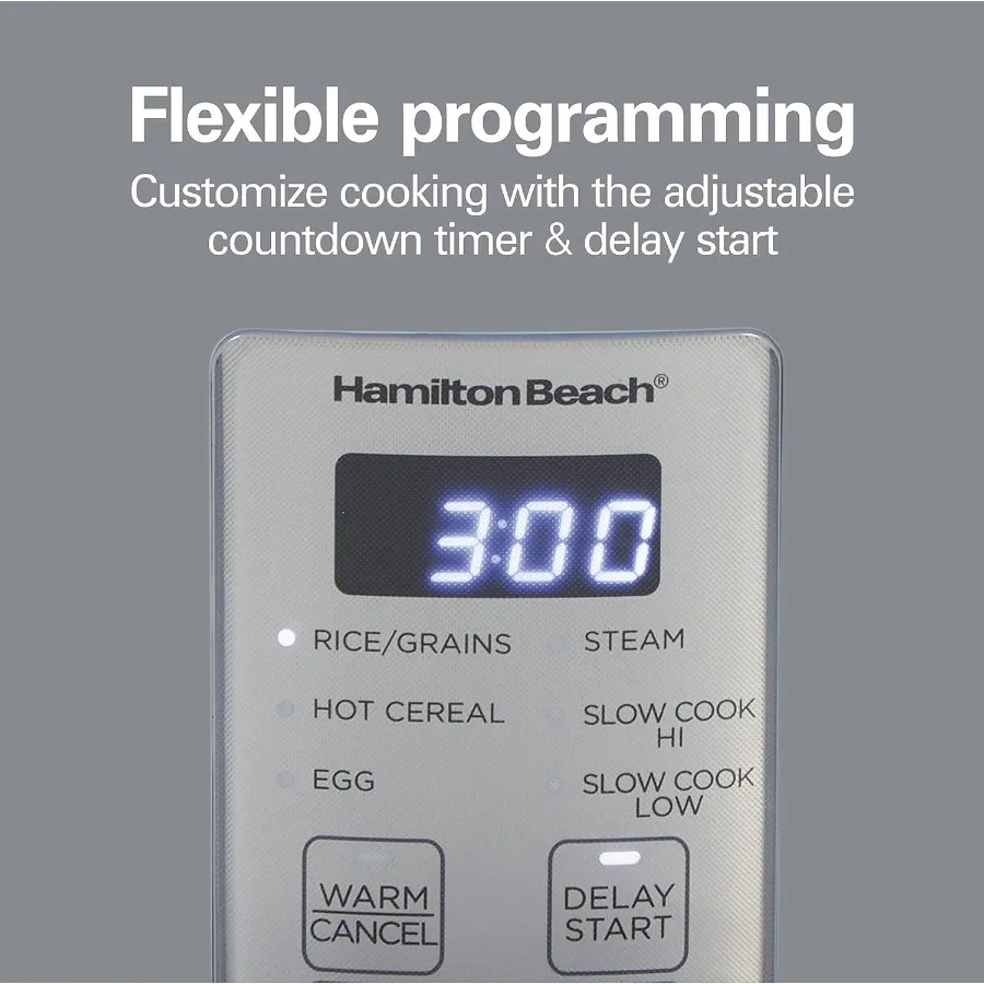 デジタルプログラマブル炊飯器兼フードスチーマー、調理済みご飯12カップ、生米6カップ対応、スロークック機能付き