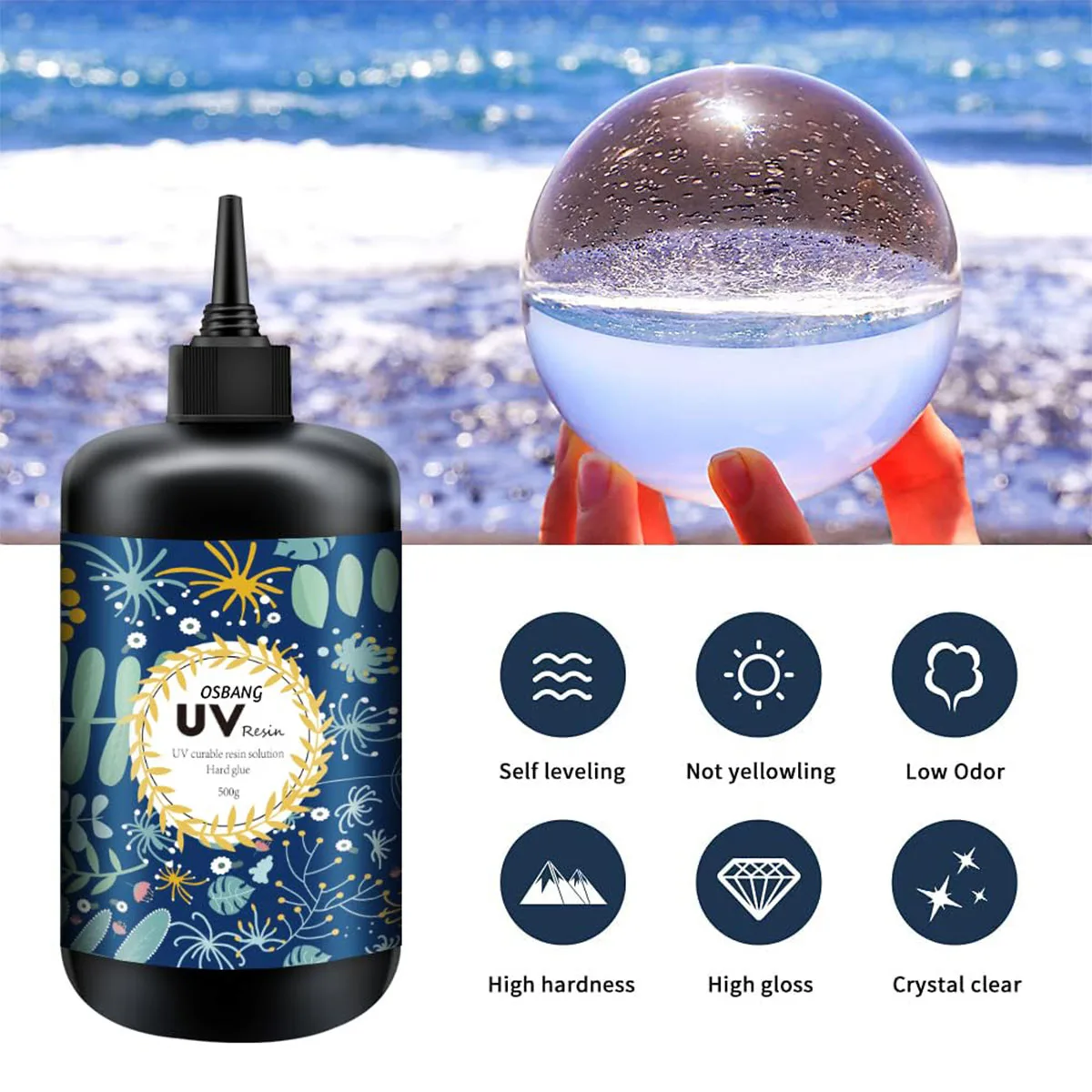 50 g/100 g/200 g/500 g UV-Harz (kristallklar, harter Typ) – verbessertes UV-Epoxidharz, ungiftig, geeignet für die Schmuckherstellung – Detail 2