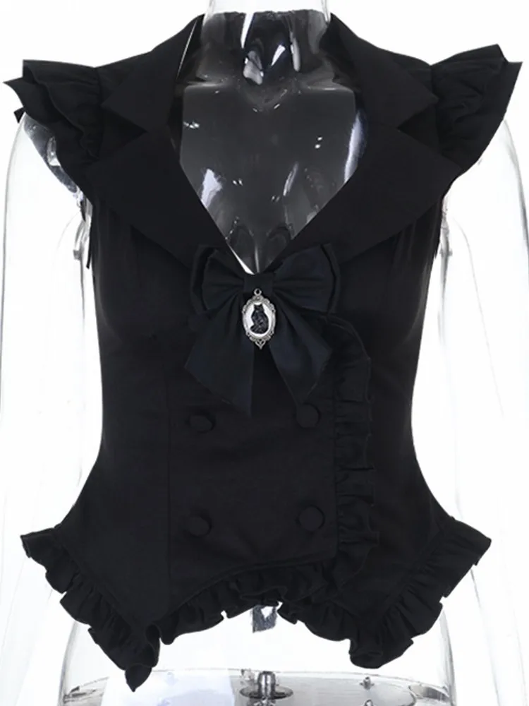 

Women Black Gothic Style Summer Short Sleeve Blouse Woman Blouse Shirt Gothic Elegant Work Shirt Top Blusas Mujer De Moda