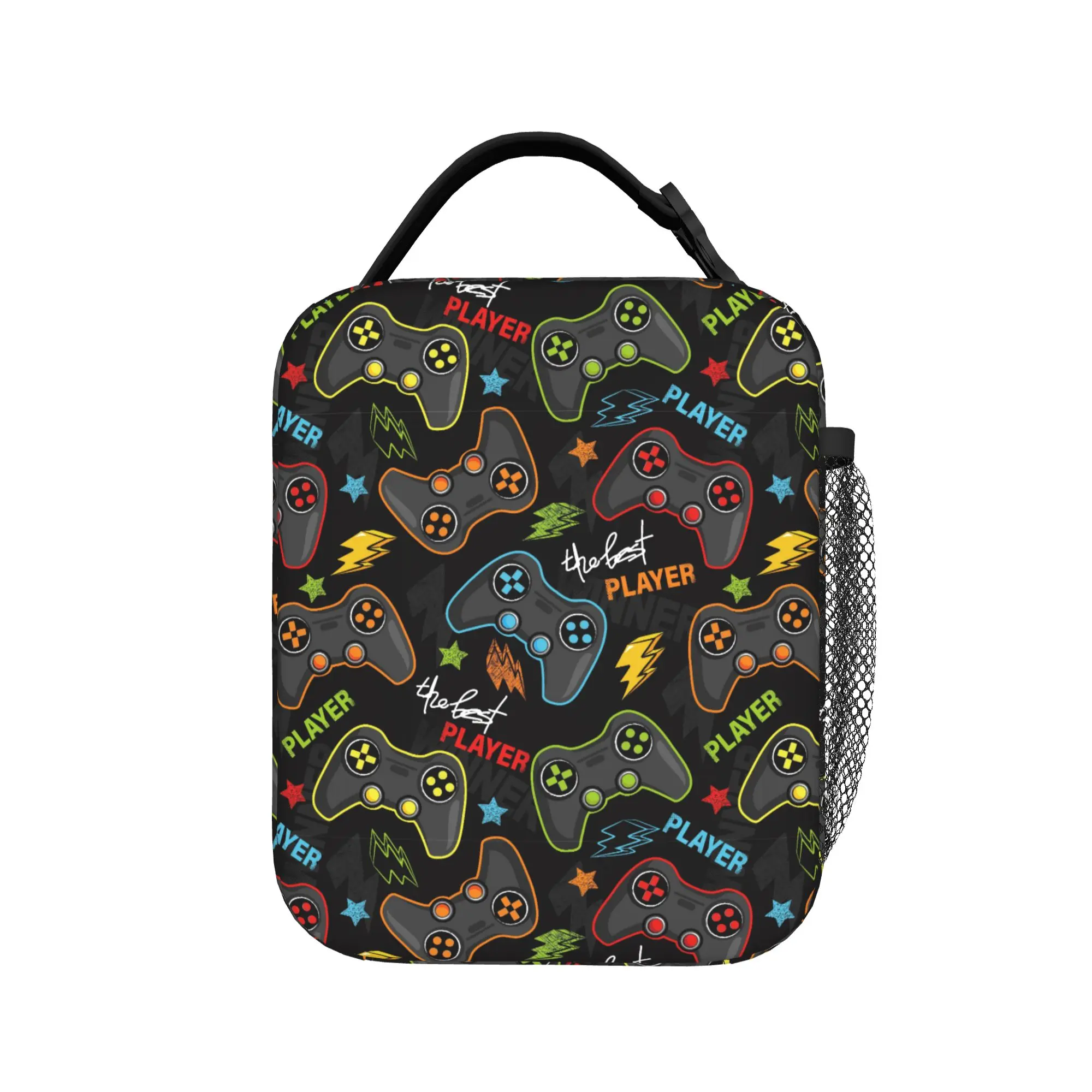 Game Controller Pattern Thermal Insulated Lunch Bags for Picnic  Reusable Bento Box Cooler Thermal Lunch Box