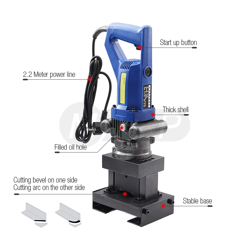 Hydraulic angle steel cutting and chamfering machine Electric angle steel cutting machine JL-60, cutting arcs and 45°