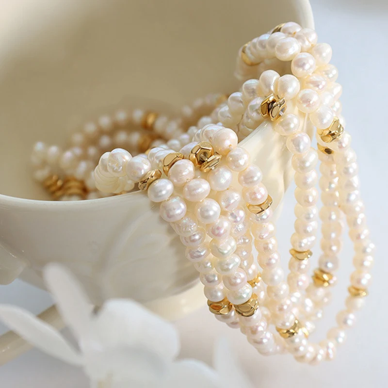 ​2023 New Romantic Baroque Natural Freshwater Pearl Beaded Necklaces for Women Waterproof Fashion Choker Jewelry Gift