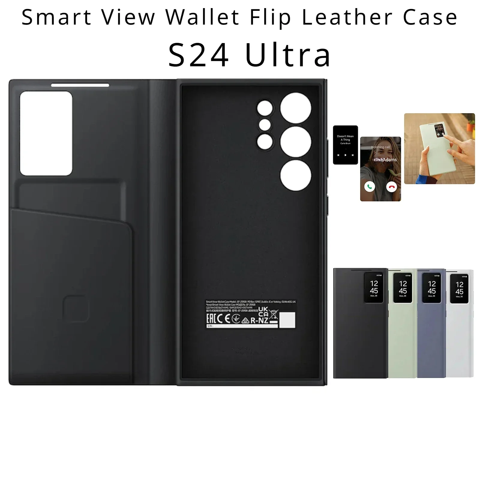 Smart  Leather Case For Samsung Galaxy S24 Ultra 5G SM-S928B View Wallet Flip Phone Case Cover With smart chips