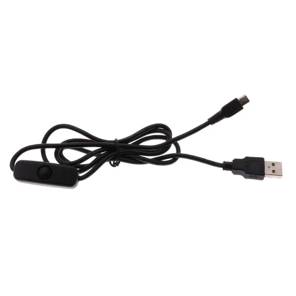 USB to Micro USB Power Cable with Button Switch Charging Lead 1M Durable Plastic 3A Output for Raspberry Pi Boards