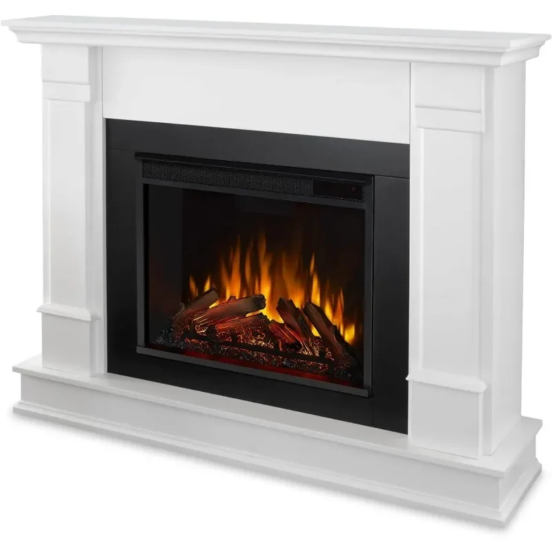 Real Flame Silverton 48” Electric Fireplace with Mantel for Living Room or Bedroom, Replaceable Fireplace Insert Heater