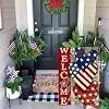 4th of July Patriotic Welcome Garden Flag 12x18 Inch Double Sided USA Flag Hearts Blue Red Memorial Day Independence Day Out llz