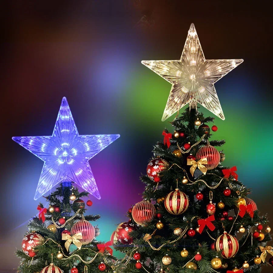 LED Pentagram Christmas Tree Top Lights New Year Decoration Garland Fairy Lights Party Wedding Christmas Decoration
