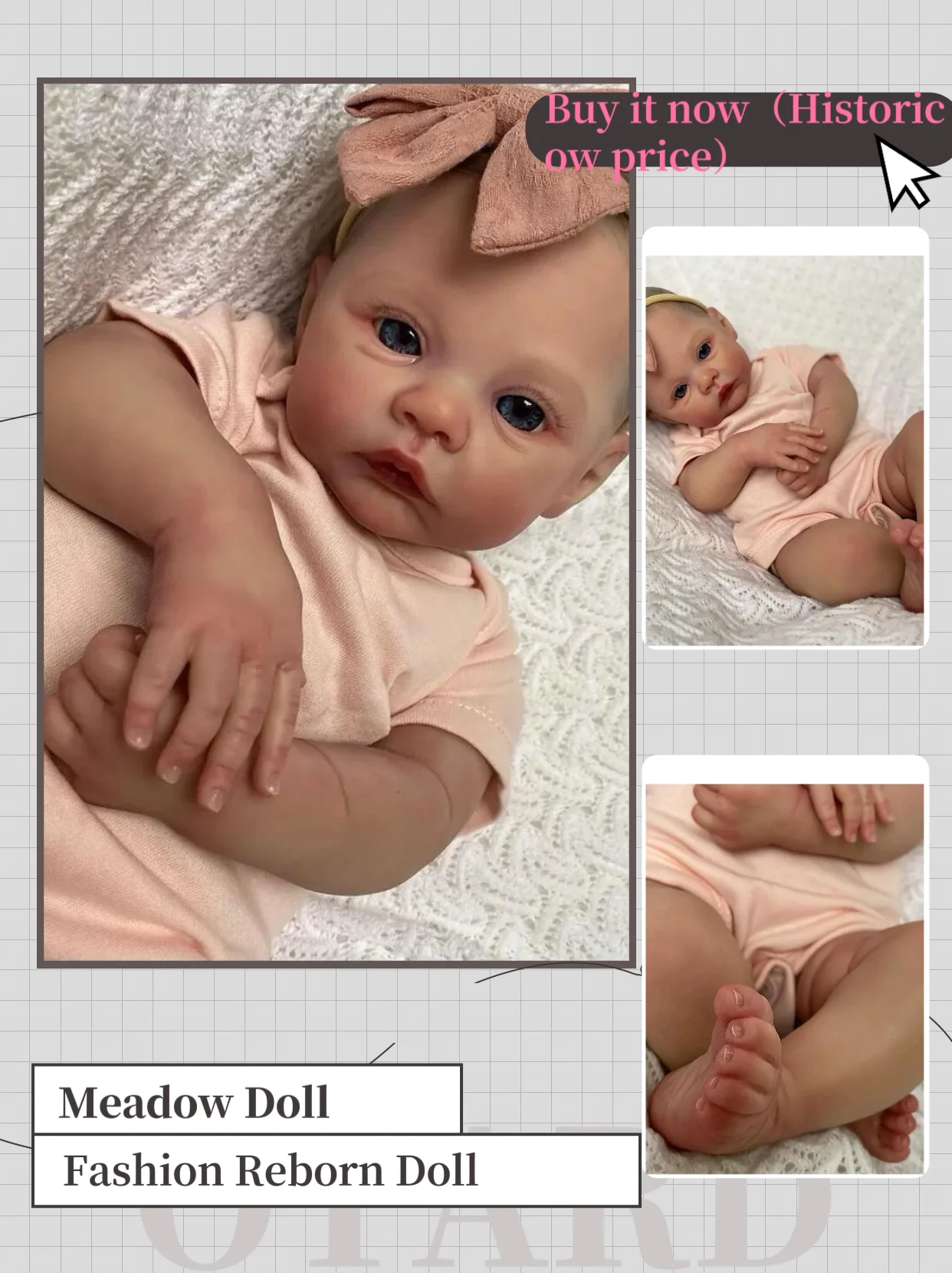 18 Inch Bebe Meadow Handmade Lifelike Newborn Baby Doll 3D Painted Skin Reborn Babies For Children Birthday Gifts