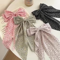 Floral Big Bow Long Hairpin Women's Back of Head Spring Clip Top Clip High-end Hair Accessory