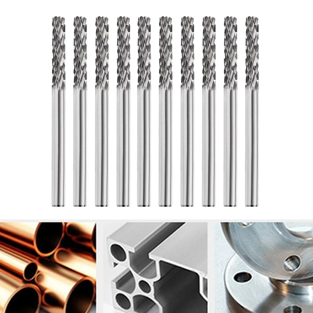 10pcs Double-edged Rotary File Set Cutting Tools 3mm Shank Diameter For Woodworking Grinding Carvin Accessories