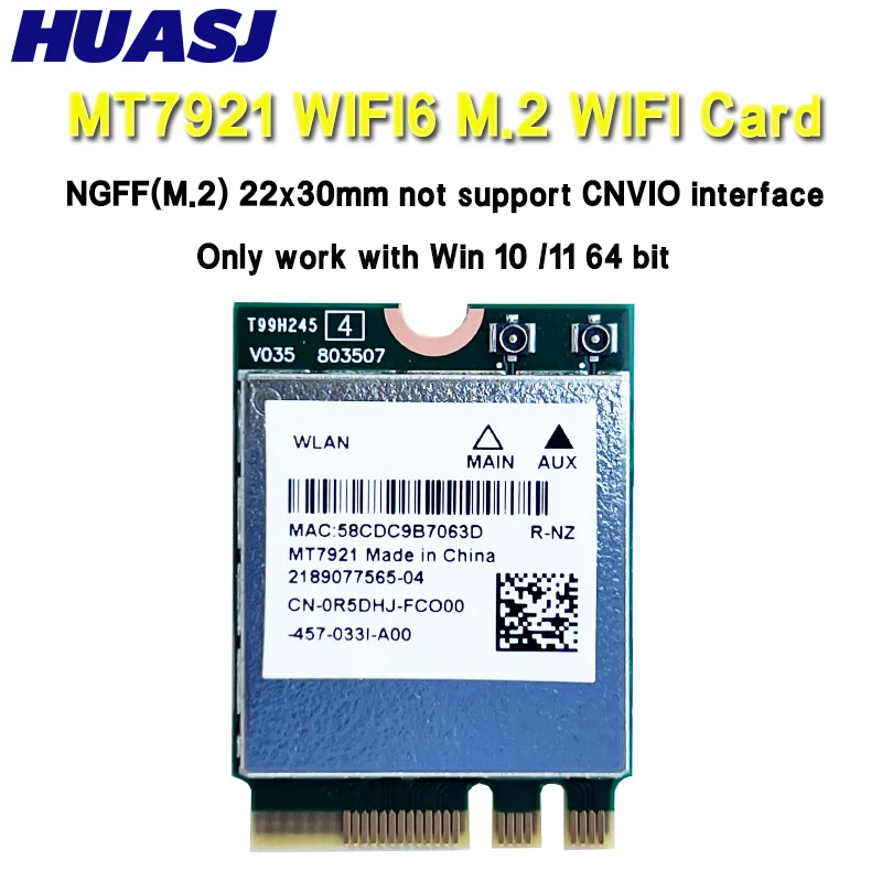 WIFI 6 MT7921 1800Mbps  M.2 NGFF For Bluetooth 5.2 Wireless WiFi Card Dual Band 2.4G/5GHz MU-MIMO 802.11ax Adapter Windows 10 11
