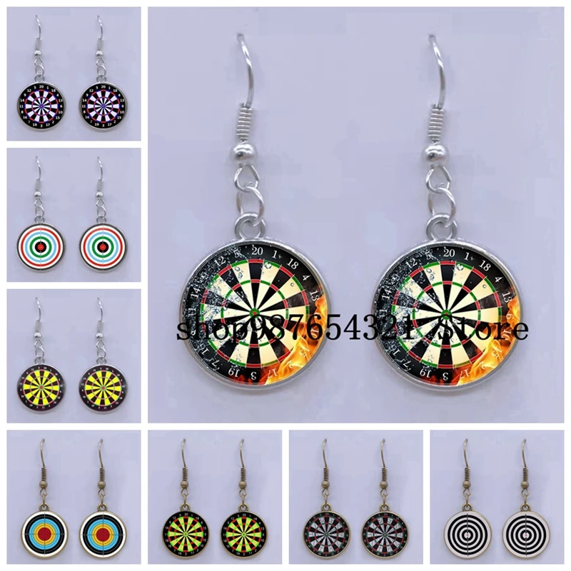 Fashion New Dart Target Earrings Digital Target Earring Cabochon Glass Charm Earrings Women Piercing Earrings Jewelry