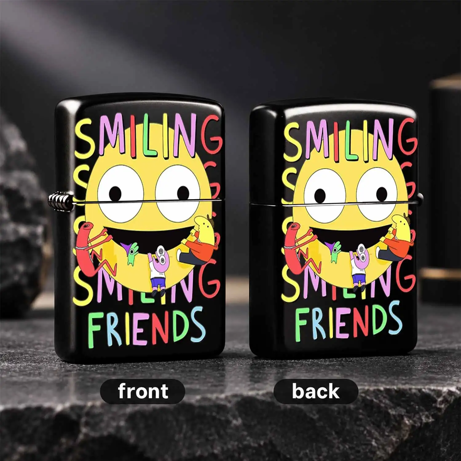 Cartoon Smiling Friends Themed Portable Lighter, Cute Funface Printed Casual Lightweight Igniter, Ideal For Daily Use, Outdoor Activities, Gifting To Anime Fans, Collectible Stylish Whimsical Accessory For All Occasions A Humorous And Inter